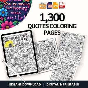 Paquete de más de 1300 páginas para colorear con citas, 52 libros para colorear, alivio del estrés, arteterapia, libro para colorear imprimible, coloración digital