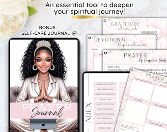 60+ Pages Prayer Journal | Bible Study Journal Printable | Digital Faith Planner | Christian Daily Devotional |Stickers
