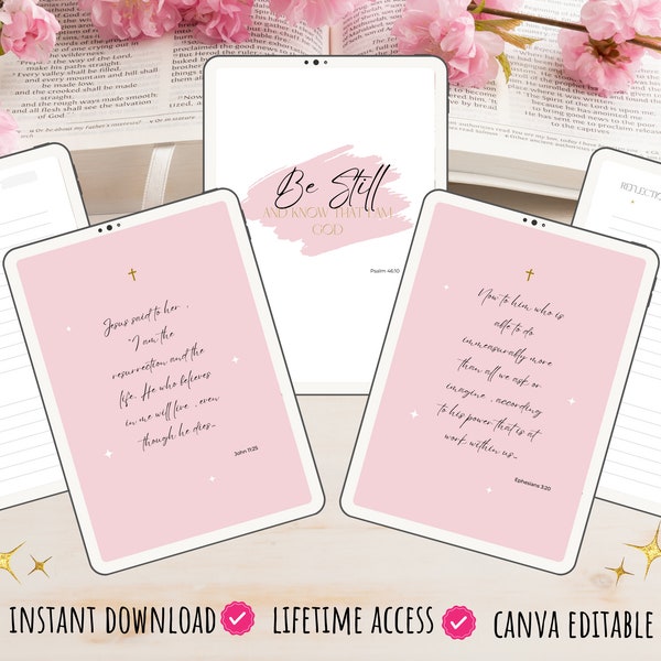 Bible Verse Journal | Digital & Printable | Daily Faith | Digital Bible Study | Canva Template | Goodnotes | Christian Journal | Be Still