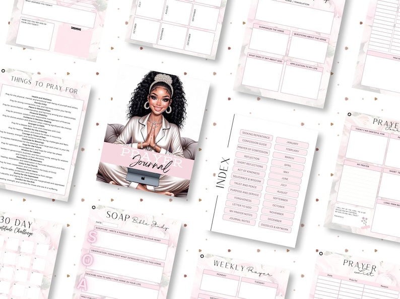 60+ Pages Prayer Journal | Bible Study Journal Printable | Digital Faith Planner | Christian Daily Devotional |Stickers image 5