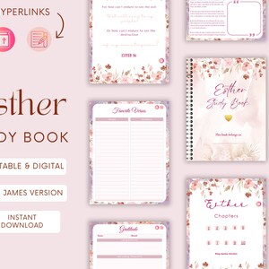 Libro de estudio bíblico de Ester: Diario imprimible de la versión Reina Valera (descarga digital), estudio bíblico, hojas de trabajo cristianas, diario de las Escrituras imagen 6