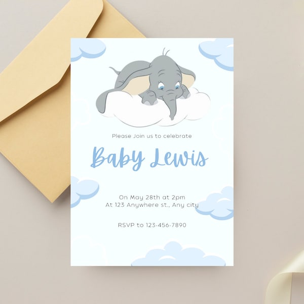 Dumbo baby shower invitation