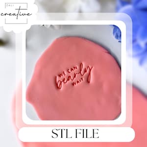 May include: A pink, organic-shaped item with the phrase "WE CAN bearly WAIT" embossed in a cursive font. The image also includes the text "STL FILE" at the bottom. The Zali Creative logo is in the upper left corner.