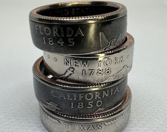 Aangepaste US Quarter "State" Ring – Kies uw staat - Handgemaakte vintage sieraden