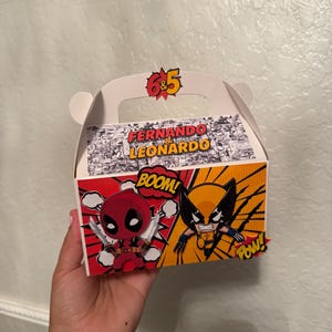 Wolverine/deadpool party favor boxes