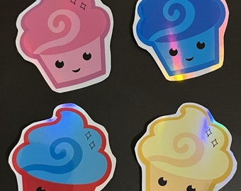 Kawaii Stickers | Cupcakes | Food Stickers | Holographic stickers | Water bottle Stickers | Die cut stickers | Laptop Decals | pack of 6