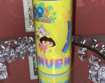 Vaso personalizado de 12 oz para niños con tapa abatible