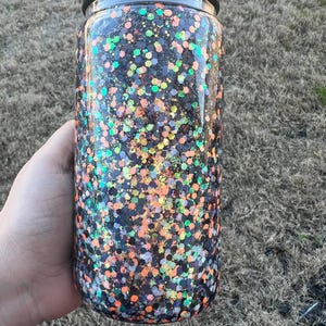 16oz glass glitter snow globe cup