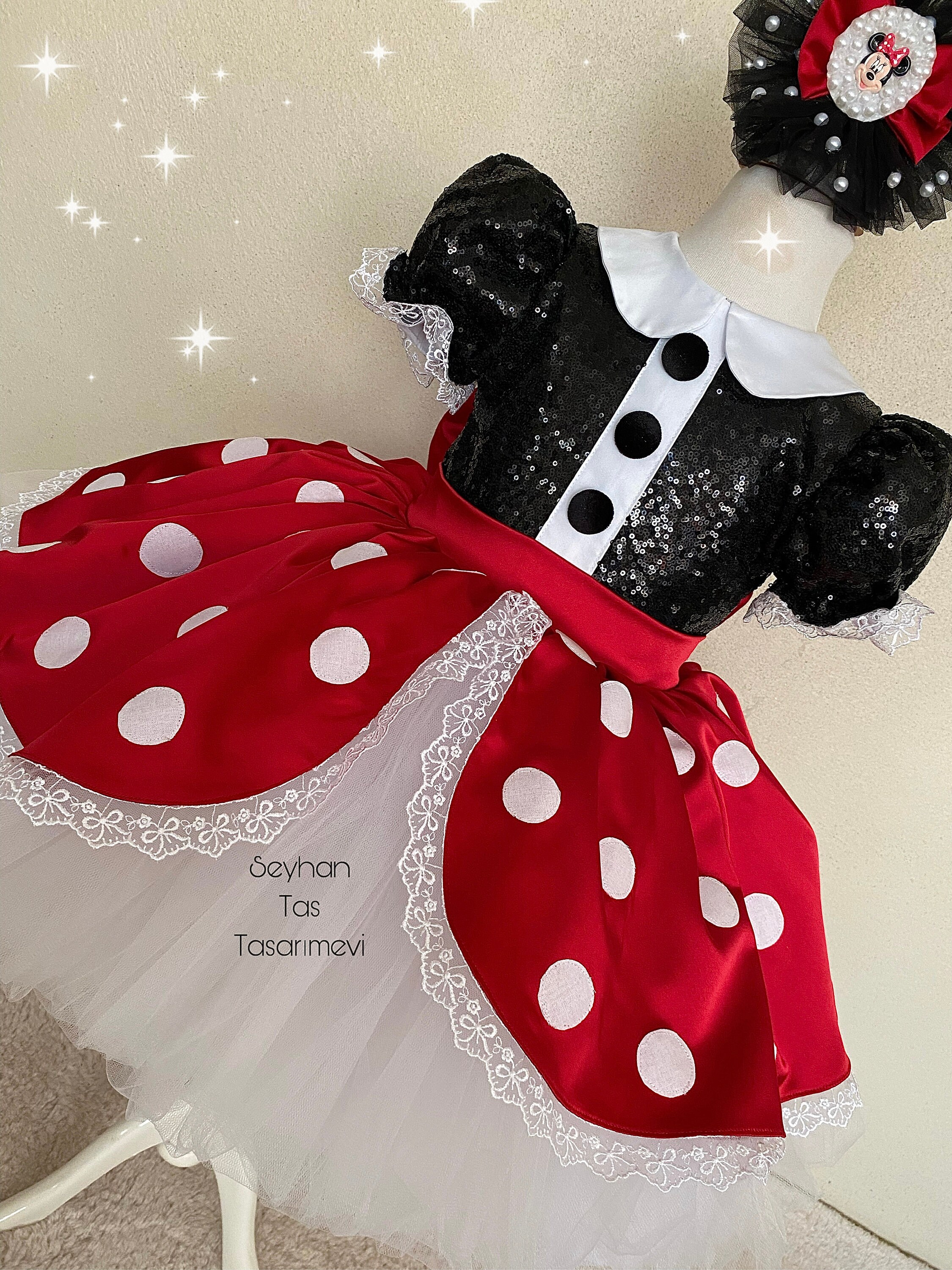 Red Minnie Mouse Dress, Baby Girl Dress, Minnie Mouse Birthday Dress ...