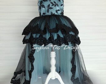 Vestido de niña de las flores de tul y encaje: vestido de dama de honor juvenil estilo bohemio