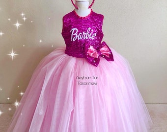 Barbie Kids Dress, Barbie, Barbie costume, pink dress, Hot pink Birthday Party Dress, Trendy Dolly dress, Barbi ispired party dress, clothes