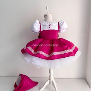 Masha and the Bear Inspired Girl Costume - Masha Themed Pink Dress and Headscarf - Handmade Outfit for Birthday, Party, and Special Occasion