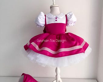 Masha and the Bear Inspired Girl Costume - Masha Themed Pink Dress and Headscarf - Handmade Outfit for Birthday, Party, and Special Occasion