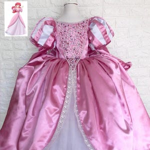 Ariel Inspired Pink Princess Dress with Embellished Bodice & Matching Beaded Headband for Girls, Mermaid Costume, Mermaid Birthday Outfit