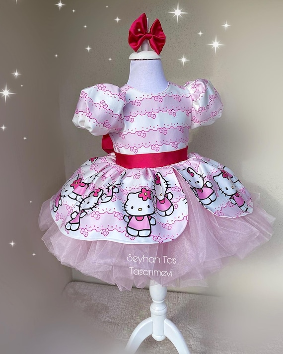 hello kitty formal dress Girl's Dress: Puffed Sleeves, Tulle Underlayer hello kitty outfit y2k