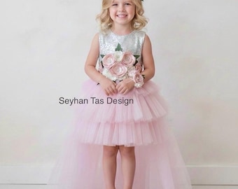Handmade Pink Tulle Flower Girl Dress: Special Occasion Party Dress