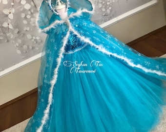 Elsa Inspired Dress: Handmade Frozen Costume with Cape