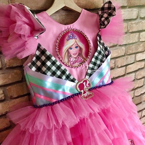 Personalized Birthday Pink Sequin Long Dress, Gifts for Girls, Barbie Costumes, Barbie Dress for girl, Crystal Heart Stone Barbie Dresses
