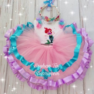 Mermaid Birthday Outfit: Sequin T-Shirt, Tulle Skirt & Seashell Headband
