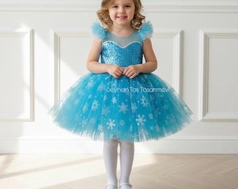 Handmade Elsa Inspired Dress: Snowflake Tutu, Frozen Birthday Costume