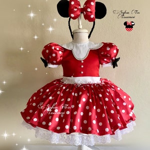 Red Minnie Mouse Dress, Minnie mouse Costume, Baby Girl Dress, First Birthday Dress, Minnie mouse birthday dress, baby minnie mouse, Ears