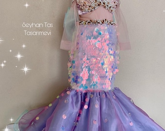 Mermaid Dress, mermaid costume, Mermaid Tail, Mermaid Baby, Girl Dress Special Occasion, Mermaid Birthday Dress, Ariel inspired Costume,
