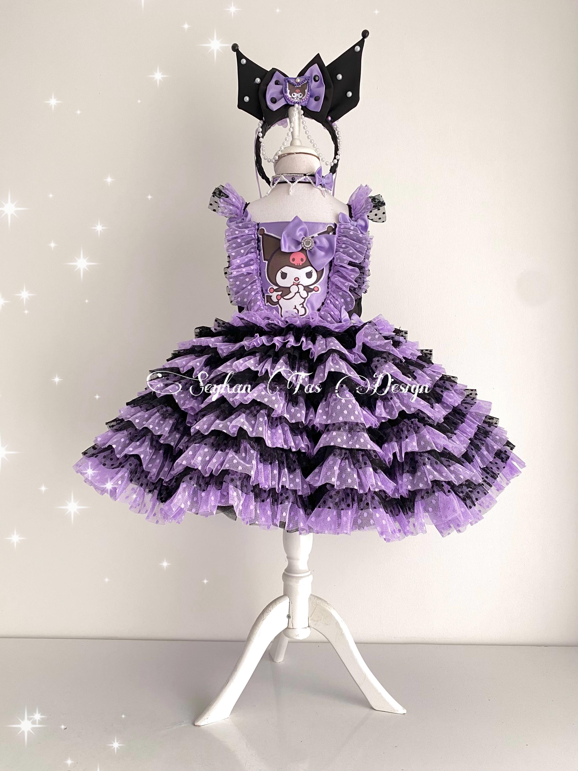 クロミちゃんのドレス（女の子用） - 紫と黒のチュール素材の可愛い服