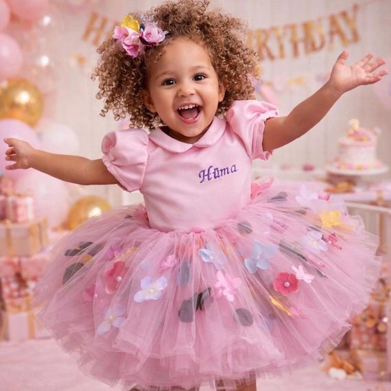 lady dress name with picture Personalized Pink Flower Girl Custom for Birthday Party StyleCode: 1927068515957