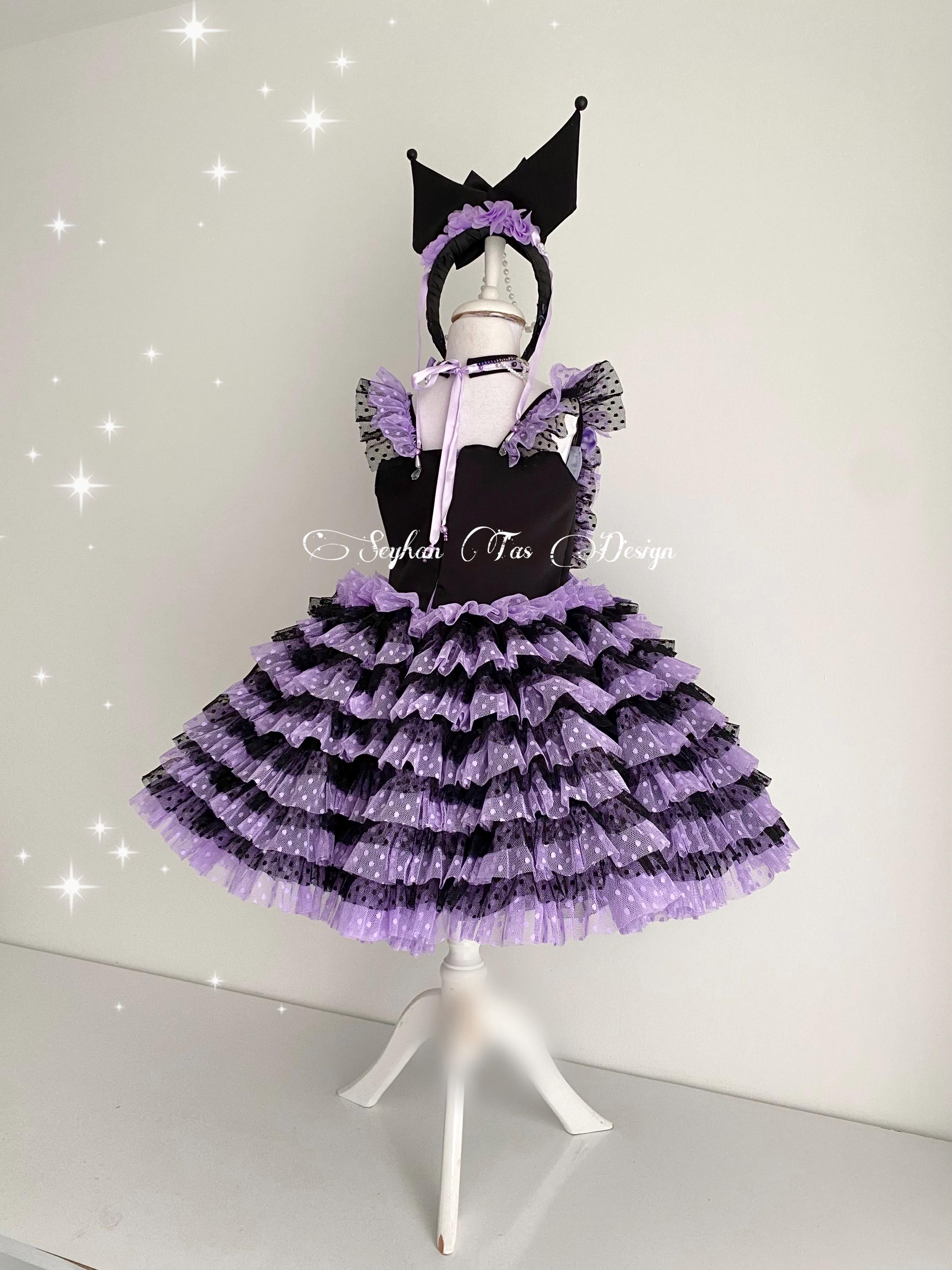 Kuromi Dress for Girls  Purple & Black Tulle Kawaii Outfit, Handmade - Etsy