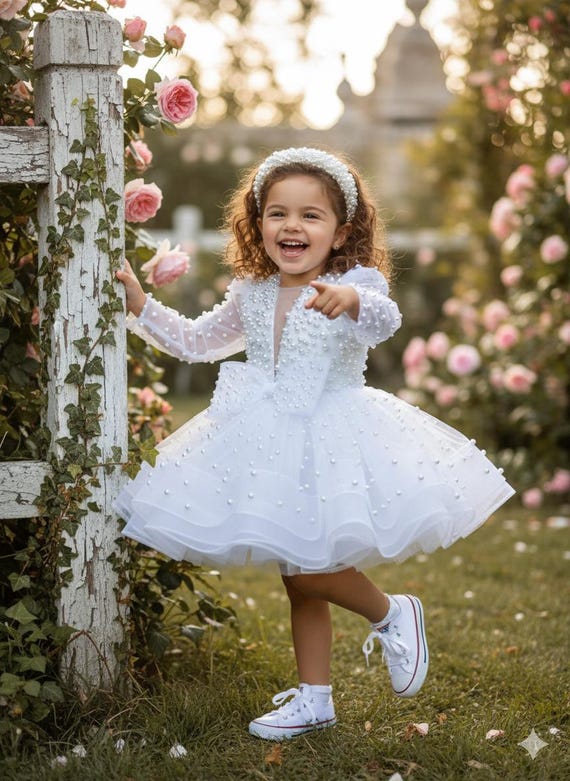 open lace back dress Princess Charlotte Christening Gown – Milky White Dress Short Gown 28-30 Inches / 3-6 Months main image 0
