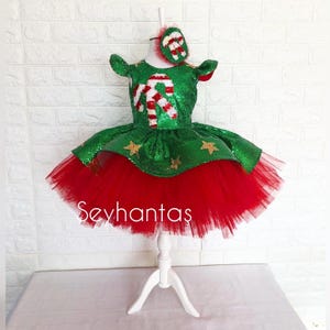 Christmas Knee length fluffy baby girl dress, gorgeous fluffy dress for Christmas. Sparkly Christmas dress. Christmas dress for girls. Noel