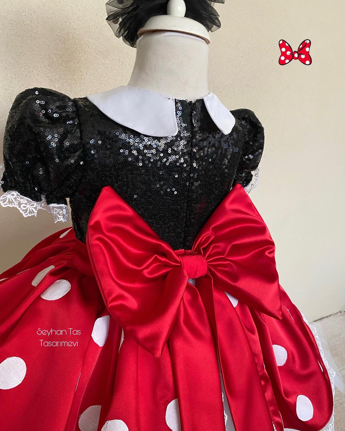 Red Minnie Mouse Dress, Baby Girl Dress, Minnie Mouse Birthday Dress ...