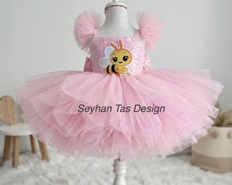 Vestido tutú con temática de abejas, conjunto para el primer cumpleaños, vestido de fiesta para niña pequeña