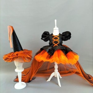 Customizable Halloween Witch Costume Dress with Matching Hat