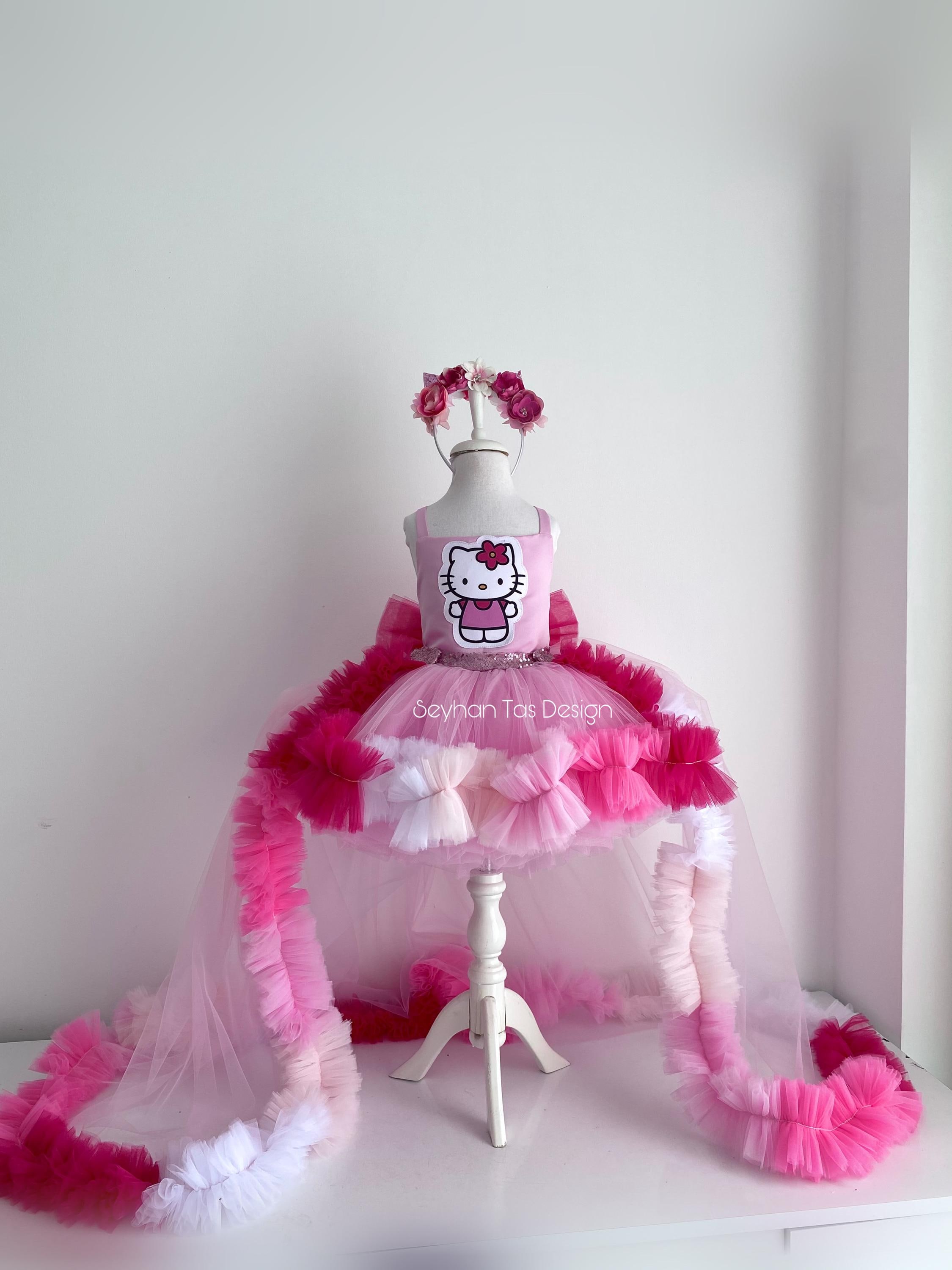 Girl's Hello Kitty Birthday Tutu Dress: Pink Tailed Party Dress - Etsy