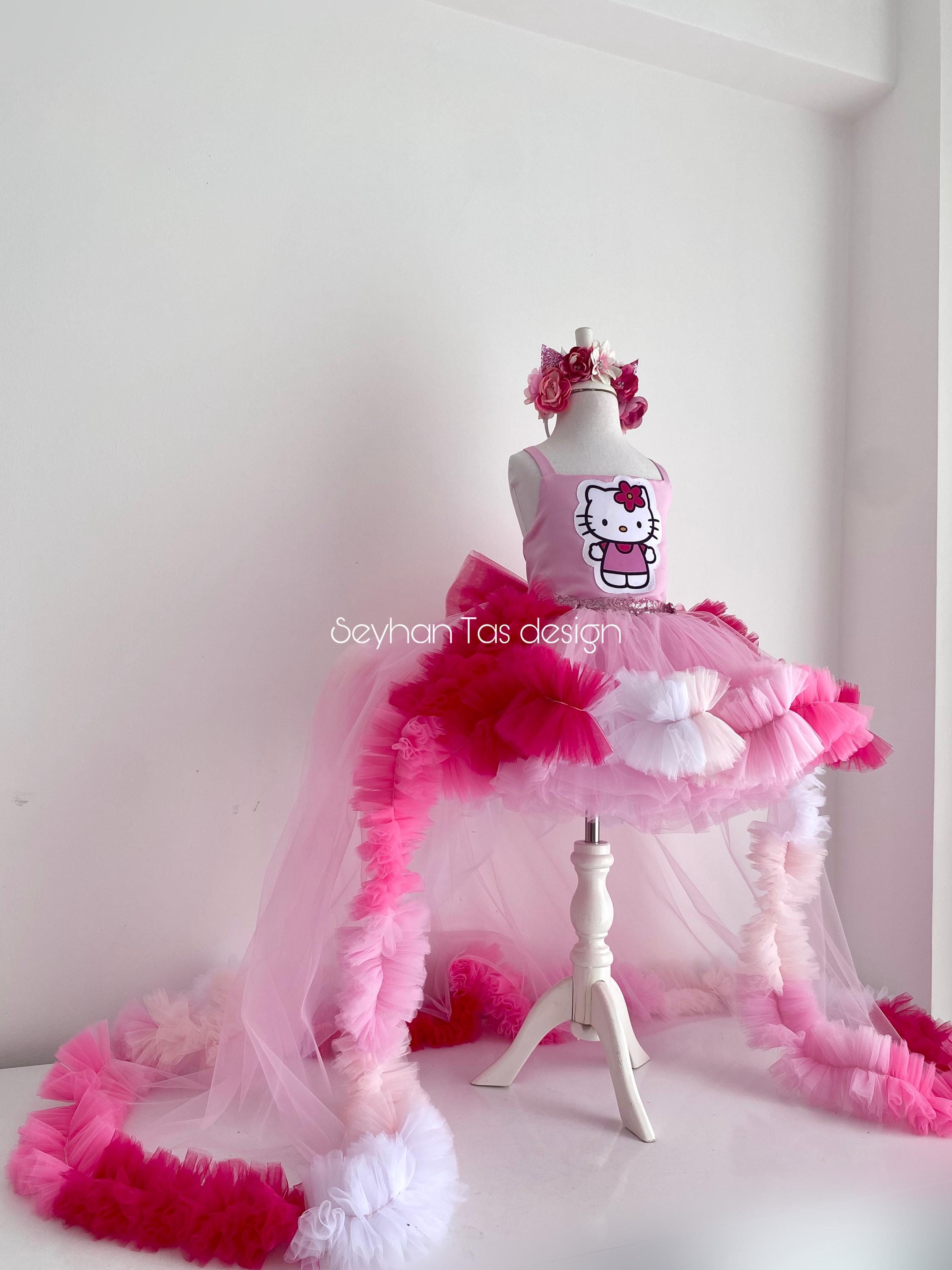 hello kitty first birthday dress Girl's Hello Kitty Birthday Tutu Dress: Pink Tailed Party Dress