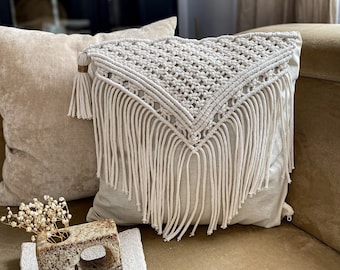Macrame Pillowcase, Macrame Decorative Pillow Cover, Bohemian Home