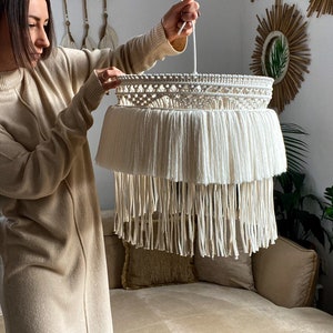 Macrame Lampshade: Boho Fringe Pendant Light, Wedding Decor