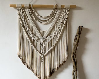 Large Macrame Wall Hanging: Wabi Sabi Japandi Tapestry