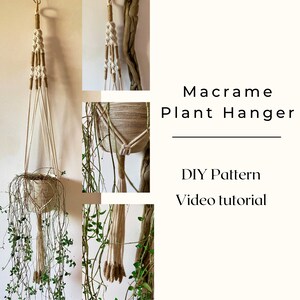 Video tutorial macrame plant holder, macrame pattern plant hanger, macrame pattern beginner, DIY macrame, step by step, how to plant hanger