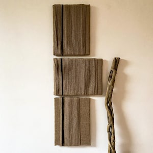 Jute wabi sabi wall art, Neutral minimal japandi home decor, Unique Boho Minimalist wall decor, Over the bed bohemian wall painting