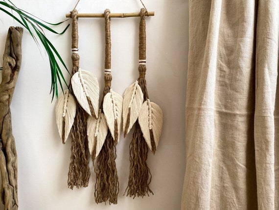 Macrame Leaf Wall Hanging | Handmade Jute & Cotton Fiber Art ...