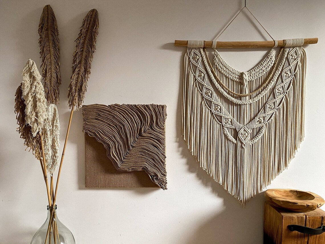 Jute Wabi Sabi Wall Art, Jute Minimalist Wall Art, Neutral Jute Minimal