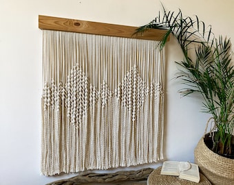 Sztuka ścienna Wabi Sabi, duża makrama ścienna, nowoczesna dekoracja ścienna, szeroka japońska gobelinowa tkanina z kręconymi nićmi, minimalistyczna, wyjątkowa dekoracja ścienna