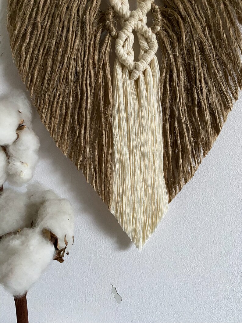 Jute Macrame Leave, Jute Large Macrame Feather, Jute Macrame Feather, Brown Macrame Feather