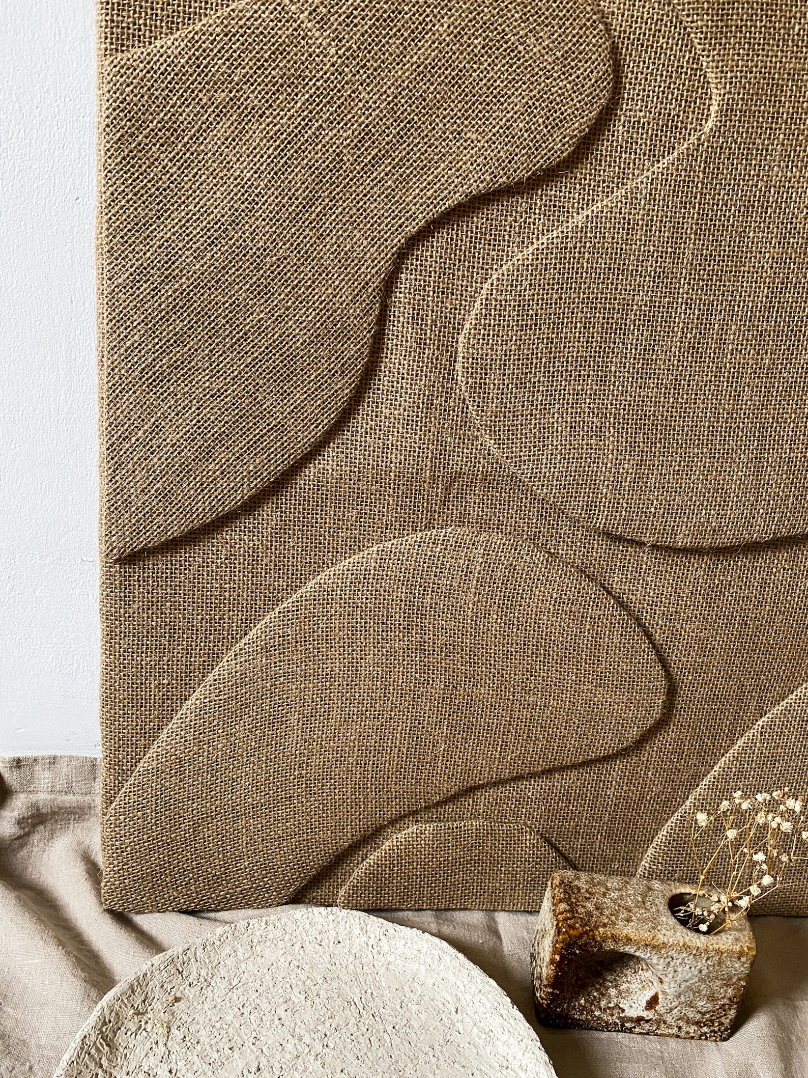 Jute Wabi Sabi Wall Art, Jute Minimalist Wall Decor, Neutral Texture