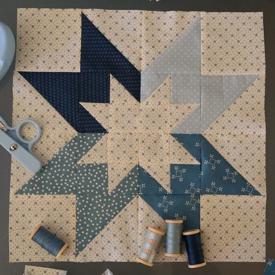 Double Sawtooth Star Quilt Block, 4 at a Time Star Block, 12β Quilt ...