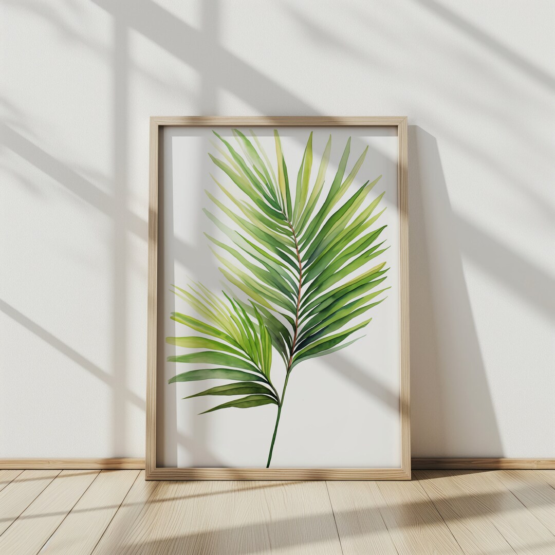 Watercolor Palm Leaf Wall Art Print: Tropical Boho Decor for Living ...