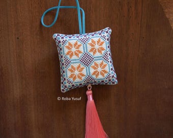 Lavender Sachet with Palestinian Embroidery –  Star Tiles Pattern