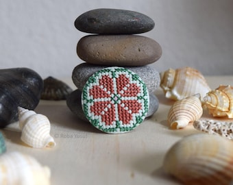 Palestinian Embroidery Damask Rose Motif - Pinback Button